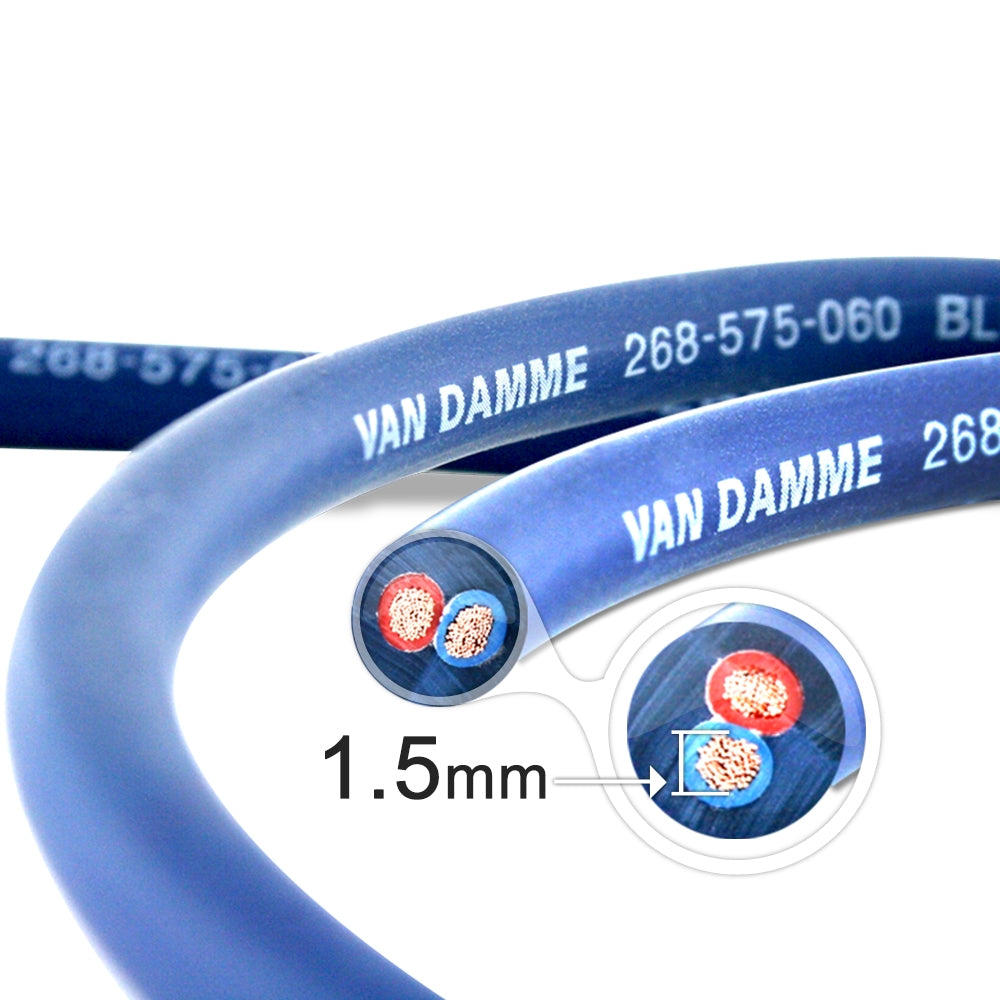 Van Damme Professional Blue Series Studio Grade 2 x 1.5 mm (2 core) Twin-Axial Speaker Cable 268-515-060 1 Metre / 1M - hdmicouk