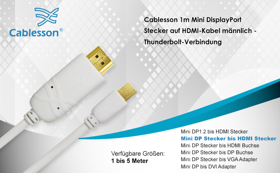 2 Pack Mini DP to HDMI Male Cable (1m)