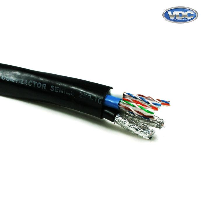 VDC Contractor Series Multimedia Hybrid Cable (2 x Cat 6 U/UTP, 1 x Cat 5E U/UTP and 2 quad shielded RG6), Black 250-100-212 - 1m - hdmicouk