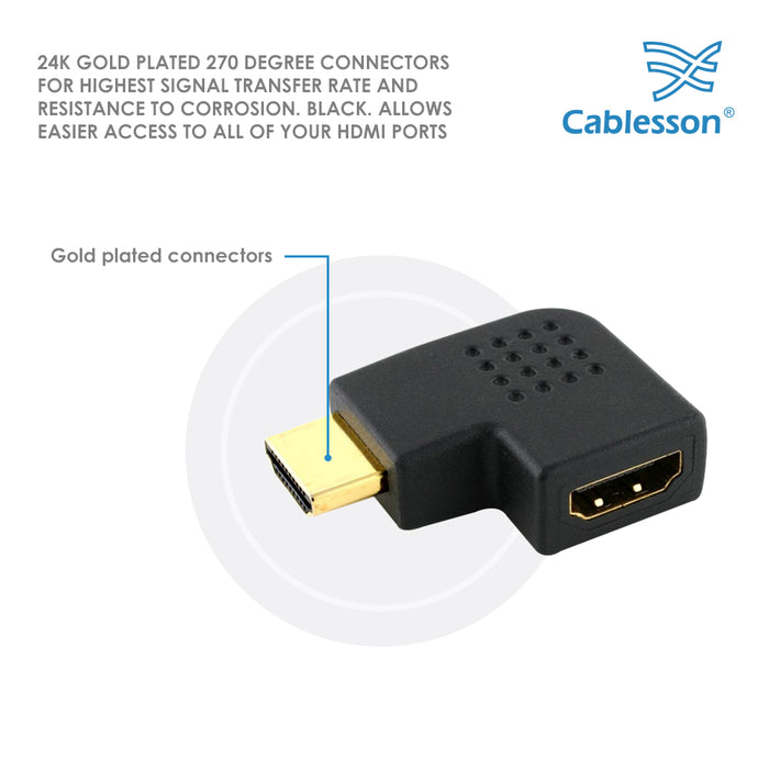 Cablesson HDMI 2.0 Adapter - Vertical Flat Left 270 Degree - 5 Pack