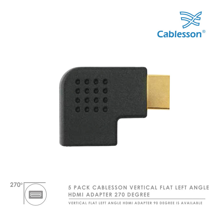 Cablesson HDMI 2.0 Adapter - Vertical Flat Left 270 Degree - 5 Pack