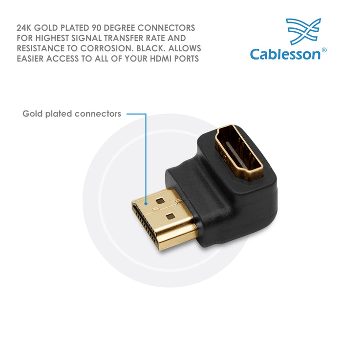 Cablesson HDMI 2.0 Adapter - Right Angle 90 Degree - 2 Pack