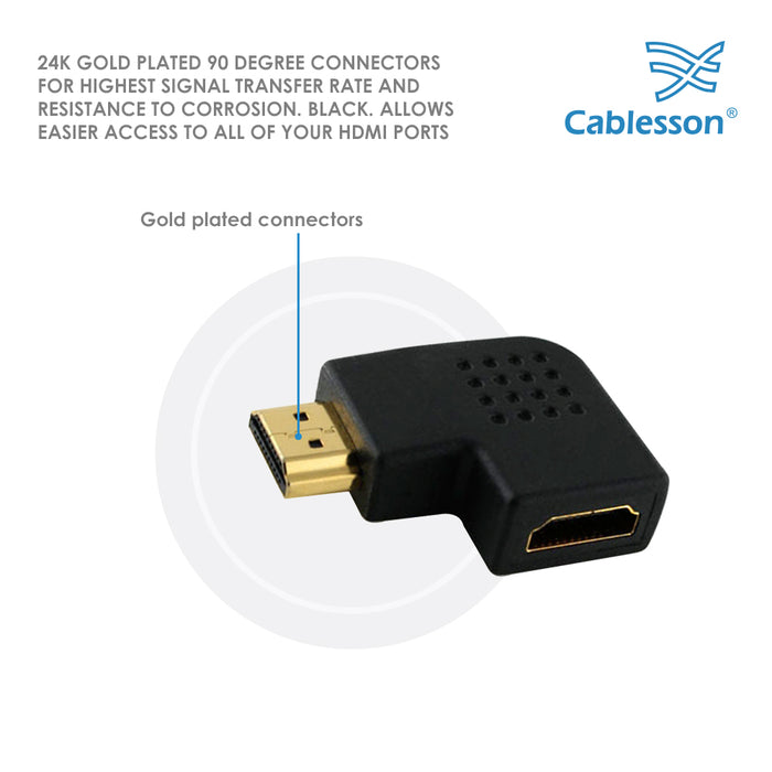 Cablesson HDMI 2.0 Adapter - Vertical Flat Left 90 Degree - 5 Pack