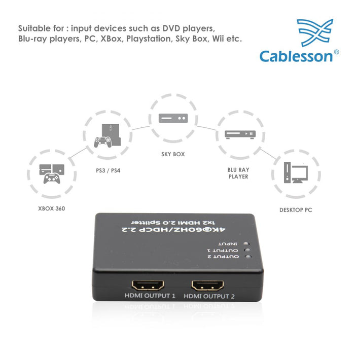 Cablesson HDelity 1x2 HDMI Splitter UHD (PIGTAIL)