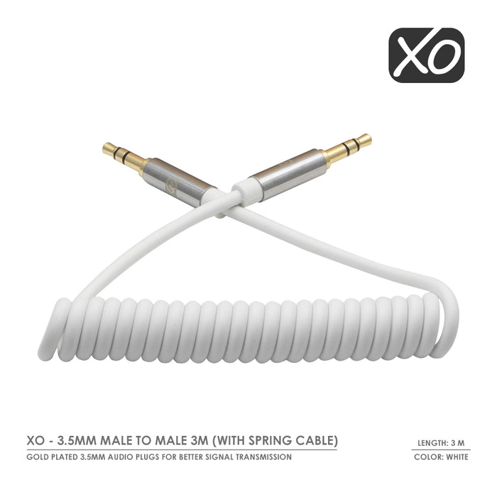 XO - 3.5mm Male to Male 3M (with spring cable) - White