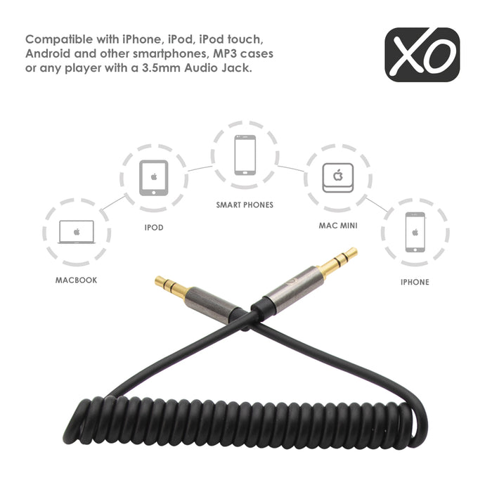 XO - 3.5mm Male to Male 2M (with spring cable) - Black