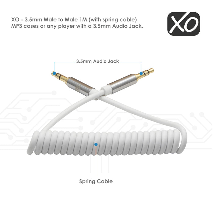 XO - 3.5mm Male to Male 1M (with spring cable) - White