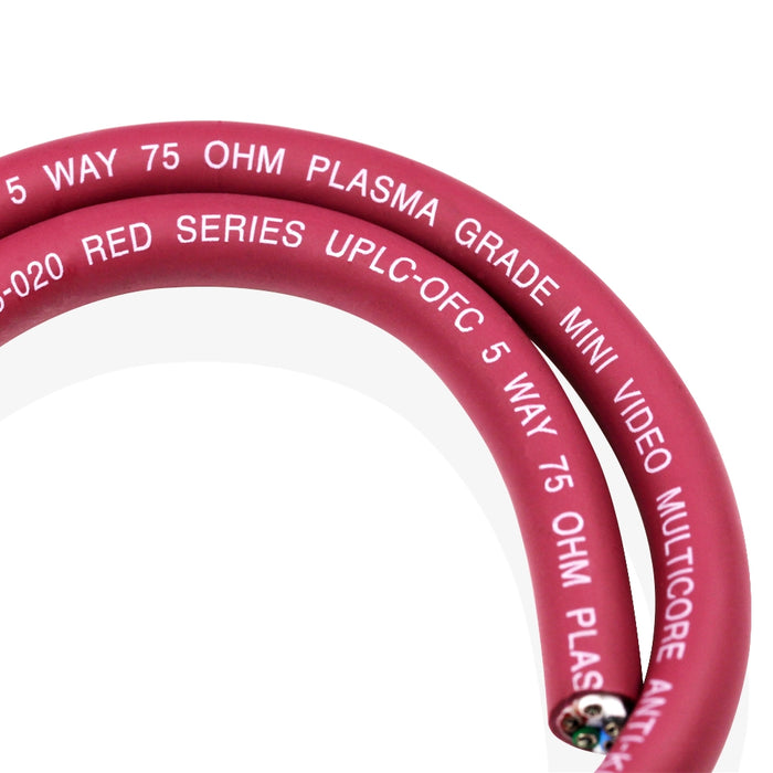 Van Damme Red Series Plasma Grade Mini Coaxial Video Multicore Cable 5 Way 75 Ohm 268-305-020 1 Metre / 1M - hdmicouk