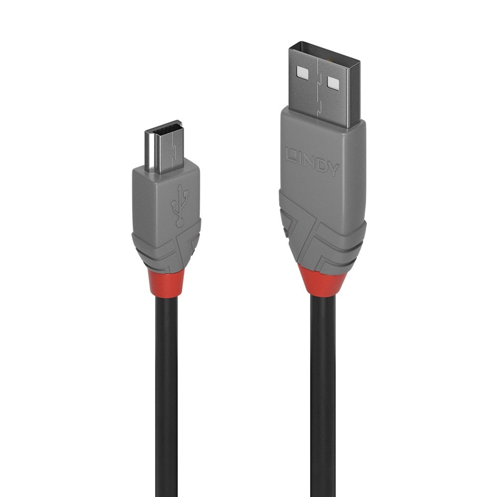 Lindy 3m USB 2.0 Type A to Mini-B Cable. Anthra Line