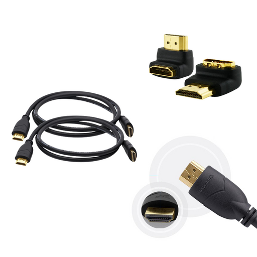 Cablesson - Mini Displayport male to HDMI male cable 2 Metre and Cablesson Right Angle HDMI Adapter 90 Degree