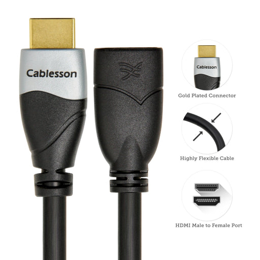 Cablesson Ivuna 1m High Speed HDMI Extension Cable - Black - hdmicouk