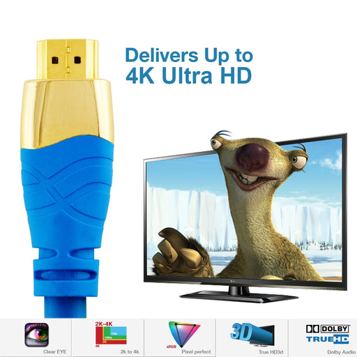 Cablesson Kaiser II 12.5m High Speed HDMI Cable - 8k, 4, 3D, Full HD, Ultra HD, 2160p, HDR, ARC, Ethernet - (HDMI 2.1/2.0b/2.0a/2.0/1.4) For PS4, Xbox One, Wii, Sky Q, LCD, LED, UHD, CL3 certified - Blue - hdmicouk