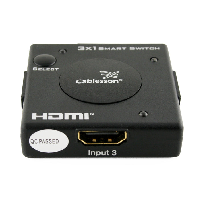 Cablesson 3x1 Smart Switch - 3 Port HDMI Auto Switch 3x1 Mini Hub Box (3 way input 1 output) 1080p v1.3b for HDTV / Blue Ray / PS3 / Xbox 360 / Virgin, 1080P Full HD supported - hdmicouk