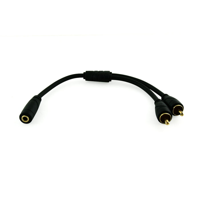 Ivuna RCA (Phono) Male to Female ( 3.5mm Stereo) Jack Cable 0.2 Metre - Black - hdmicouk