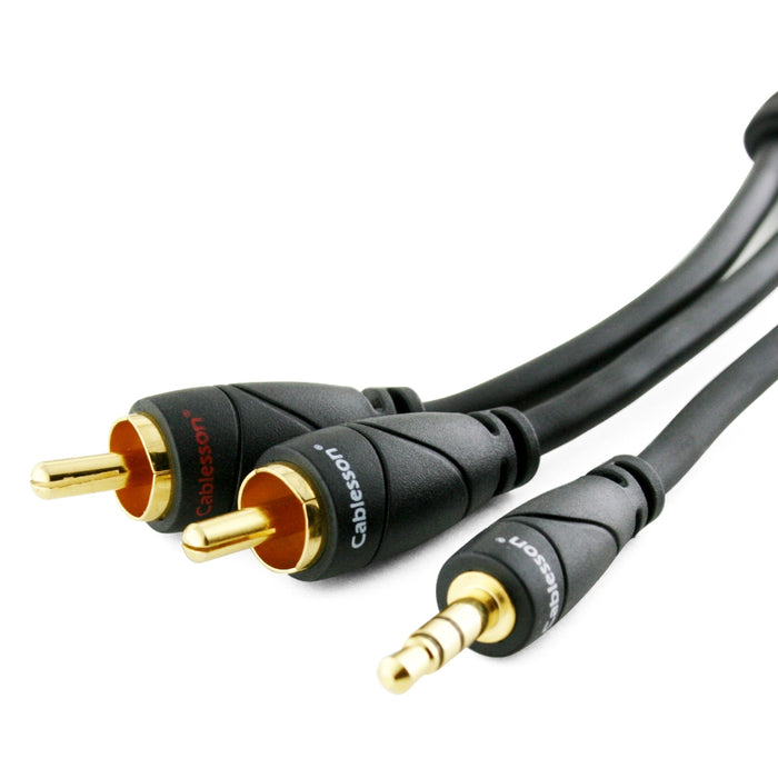 Ivuna RCA male to Male 3.5mm Jack Analogue cable - Black, 2m - High performance Stereo Audio Adapter Cable - connects iPhone, iPod, MP3 to Home Theater, Receiver or any audio device with audio output - hdmicouk