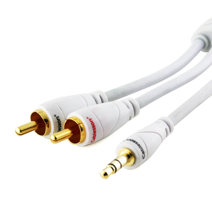 Ivuna RCA male to Male 3.5mm Jack Analogue cable - White, 1m - High performance Stereo Audio Adapter Cable - connects iPhone, iPod, MP3 to Home Theater, Receiver or any audio device with audio output - hdmicouk