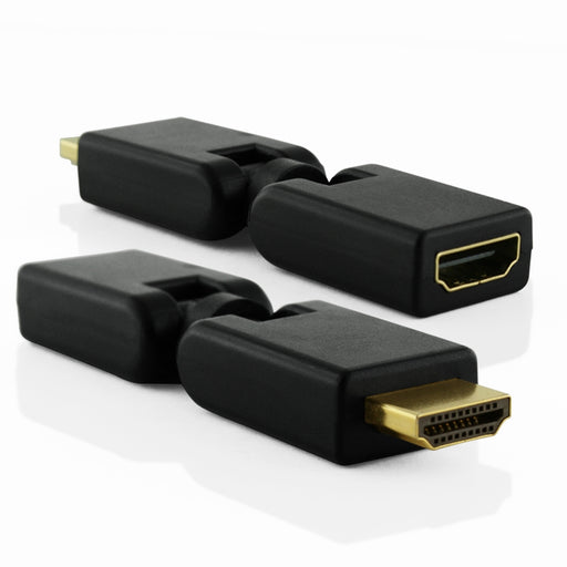 XO HDMI Adapter with Swiveling and Rotating connectors - Black - hdmicouk