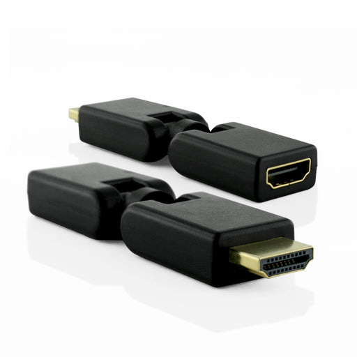 XO HDMI Adapter with Swiveling and Rotating connectors - Black - hdmicouk