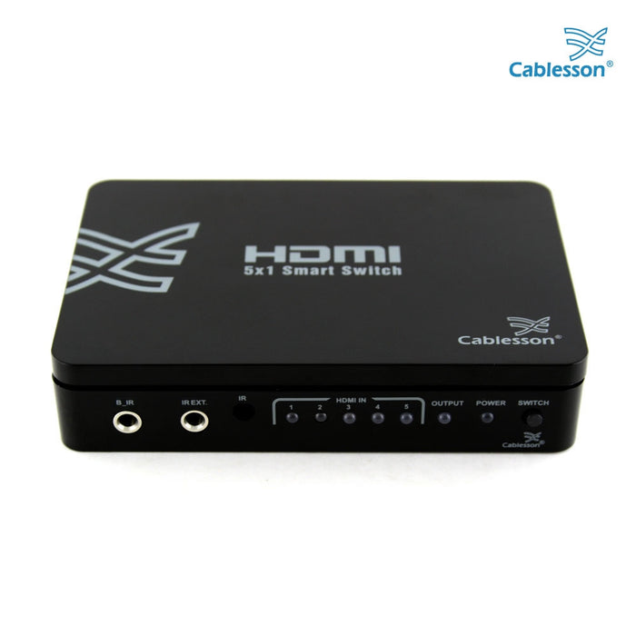 Cablesson Basic 5 x 1 HDMI switch with remote control - 5 port Selector Switcher HDMI Hub - for HDTV, Sky and other TV boxes, PS4/3, Xbox One/360 and more - HDMI 2.1, 2.2, 3D, Full HD, 4k, Ultra HD - hdmicouk