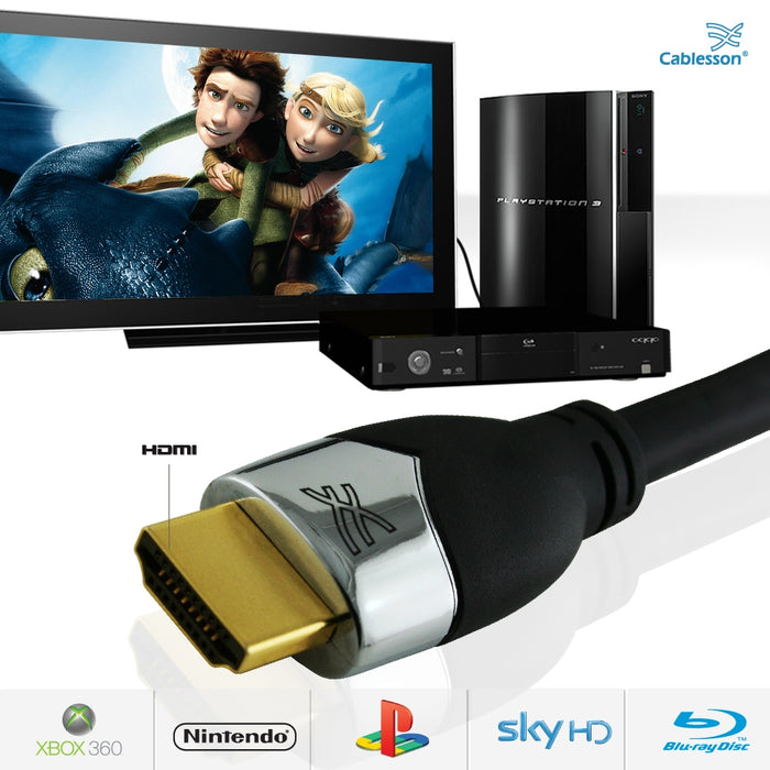 Cablesson Prime 2m High Speed HDMI Cable (HDMI Type A, HDMI 2.1/2.0b/2.0a/2.0/1.4) - 4K, 3D, UHD, ARC, Full HD, Ultra HD, 2160p, HDR - for PS4, Xbox One, Wii, Sky Q, LCD, LED, UHD, 4k TVs - Black - hdmicouk