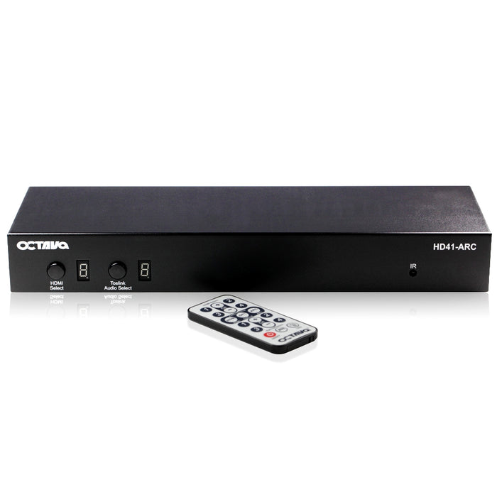 Octava HD41-ARC-UK - 4x1 HDMI ARC + Digital Audio switch - With TOSlink (Digital Optical) Audio Output (Audio Return Channel / 3D / CEC Support, v1.4) - IR , 1080p Full HD, SkyHD, Virgin, PS4, Xbox One - hdmicouk