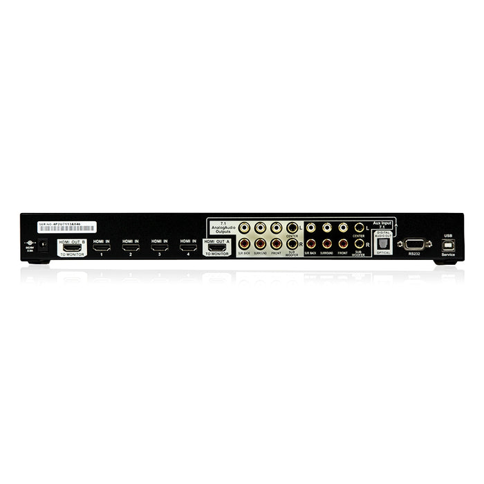 Octava - HDMXA71-UK 4x2 HDMI Matrix + 7.1 Analogue Audio - Converter - hdmicouk