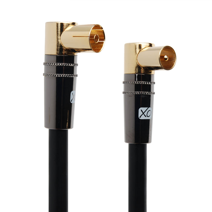 XO Antenna Angled Cable - Black - Male to Female Aerial Coaxial Cable - hdmicouk